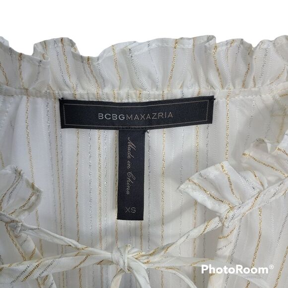 BCBGMAXAZRIA LUREX Shiffon Blouse SIZE‎ XSMALL - Picture 9 of 15